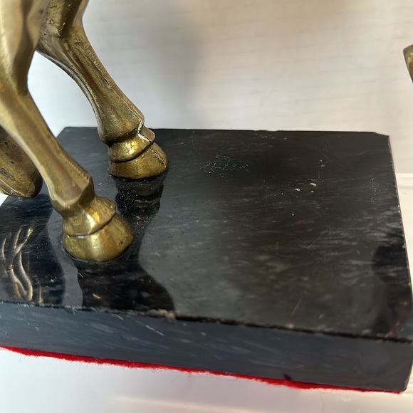 Vintage Solid Brass Unicorn Horse Figurine Black Marble Base 10" Heavy - Picture 8 of 8